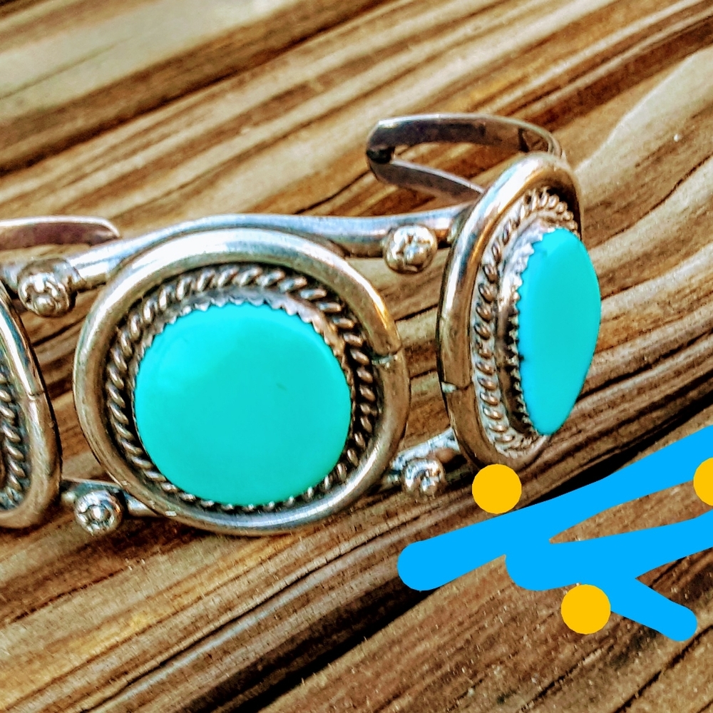 Navajo Silver Turquoise Cuff Bracelet